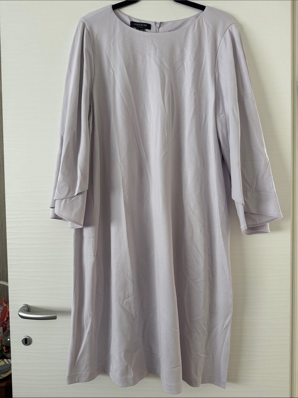 Lafayette 148 New York Lavender Shift Dress with Layered 3/4 Sleeves